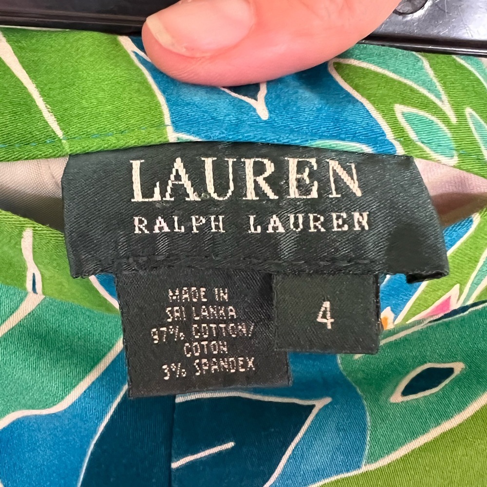 Ralph Lauren Blue and Green Tropical Print Pants - Picture 3 of 4
